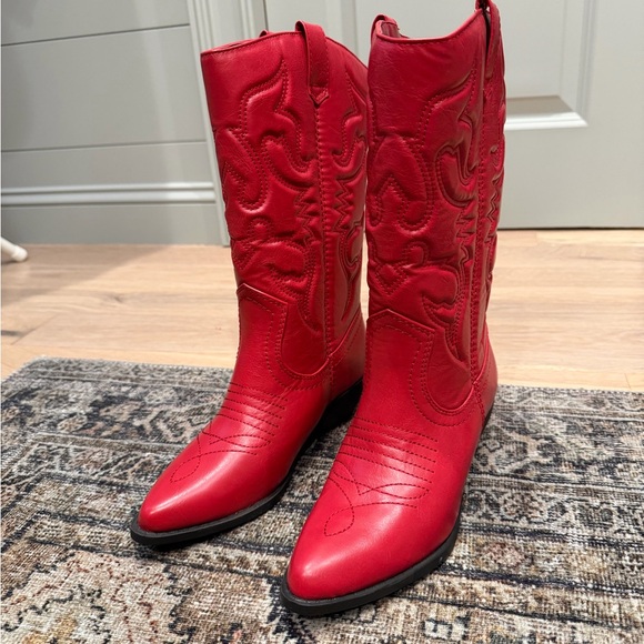 Soda Shoes - Soda Red Heeled Cowboy Boots